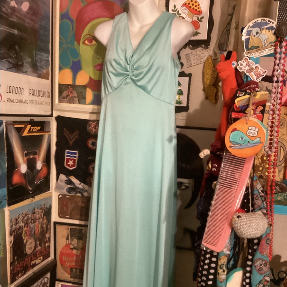 Vintage 50s-60s MintGreen/Aqua Sleeveless Formal Dress